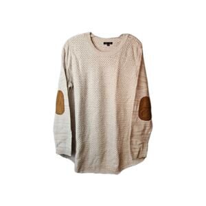 Lety & Me Josey Maternity Elbow Patch Pullover Sweater Beige Size 1X